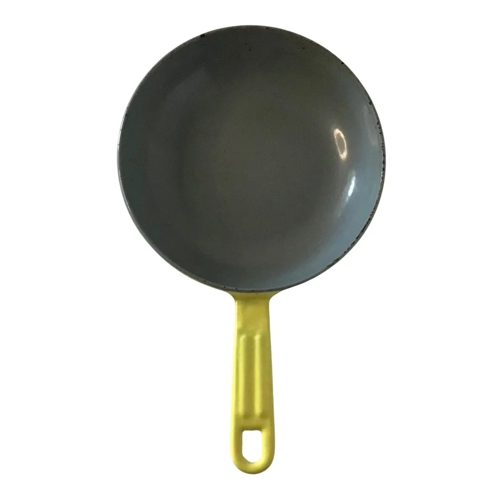 Vintage Descoware Belgium Yellow Enameled Cast Iron Skillet Fry Pan 7‎ Inch